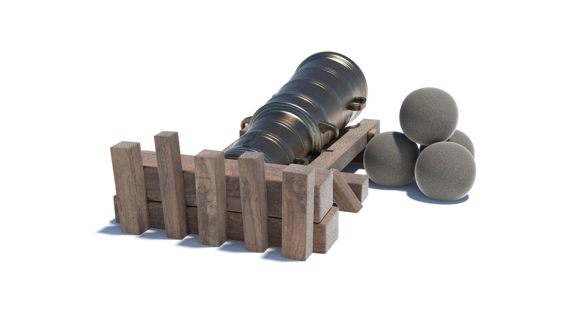 Medieval stone cannon supergun Faule Mette Low-poly 3D model_5