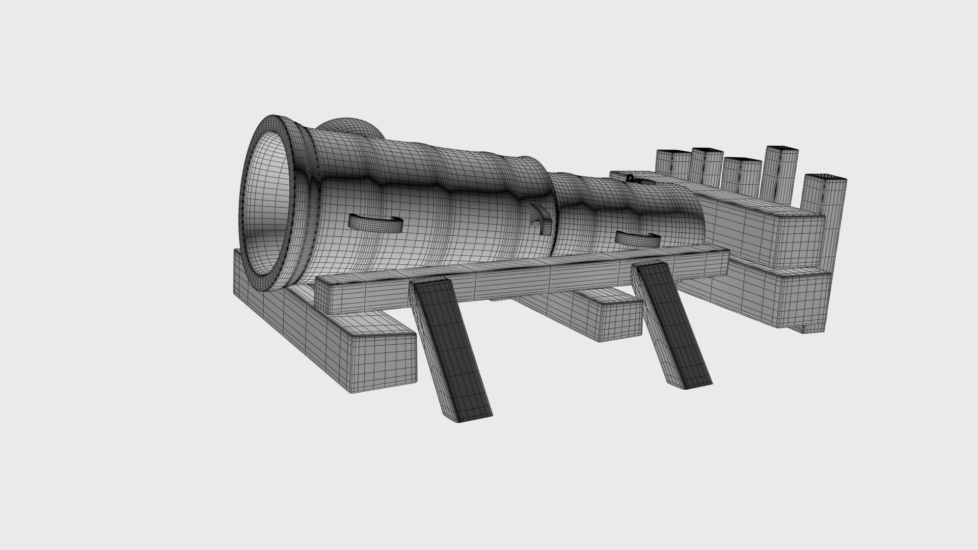 Medieval stone cannon supergun Faule Mette Low-poly 3D model_28