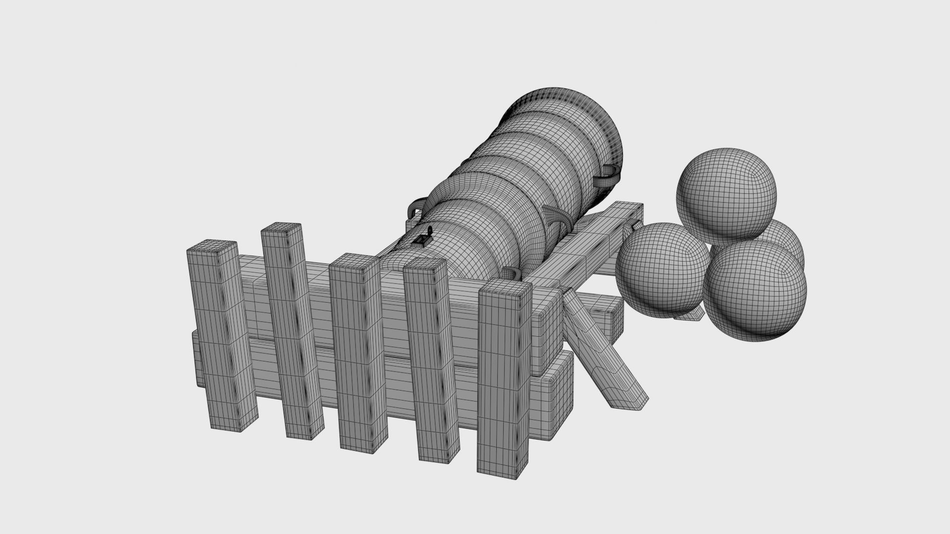 Medieval stone cannon supergun Faule Mette Low-poly 3D model_32