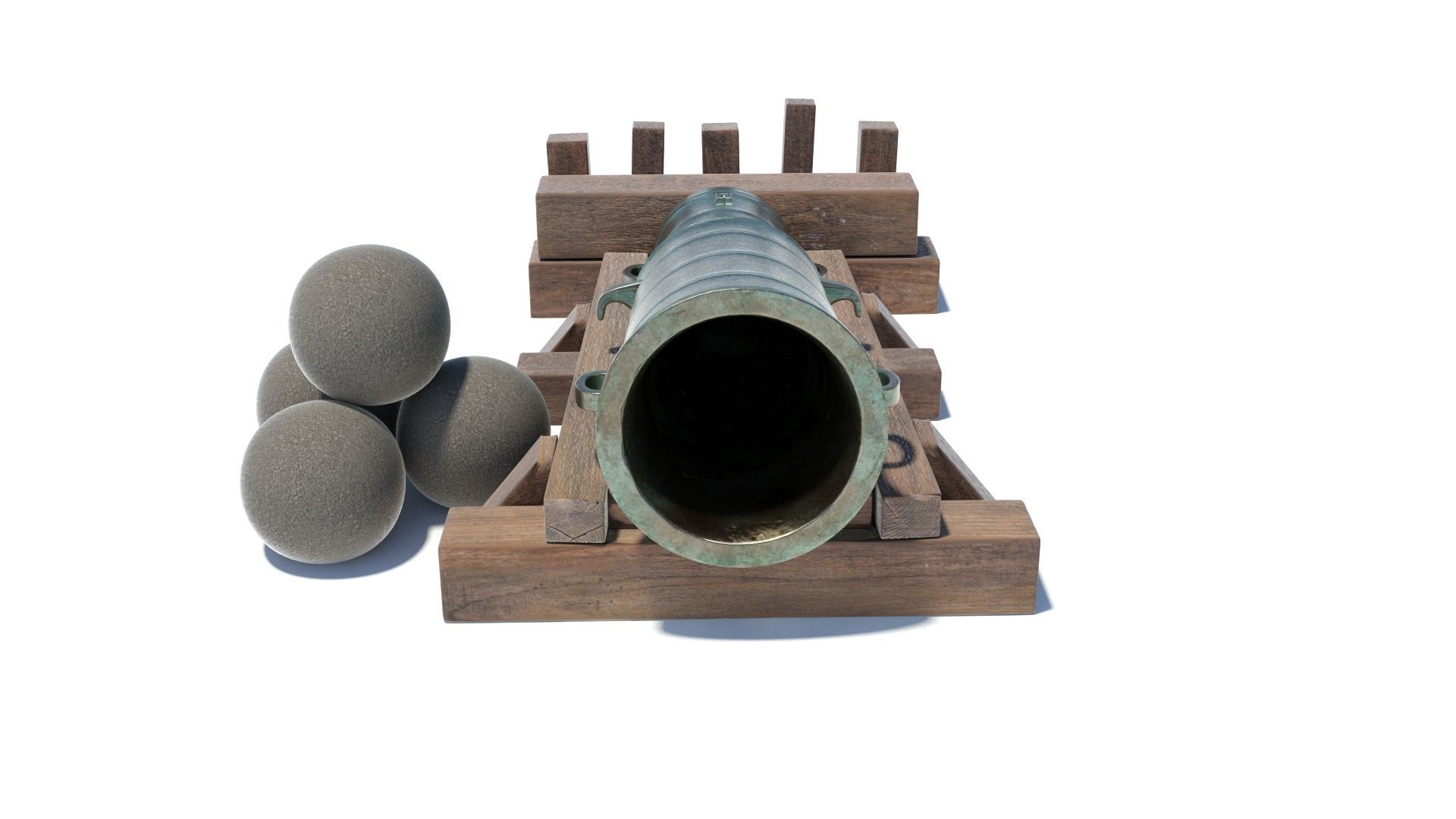 Medieval stone cannon supergun Faule Mette Low-poly 3D model_26