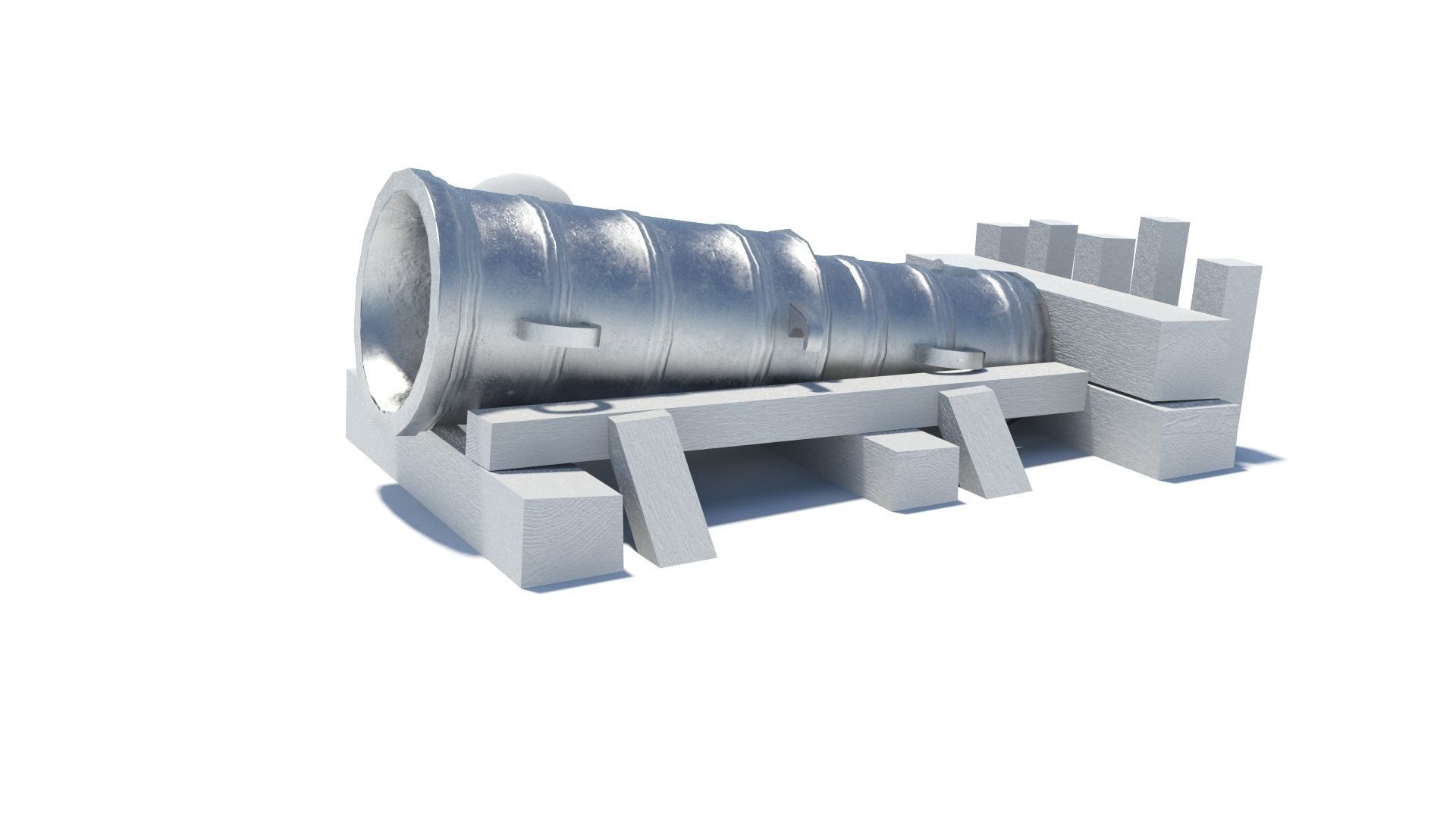 Medieval stone cannon supergun Faule Mette Low-poly 3D model_22