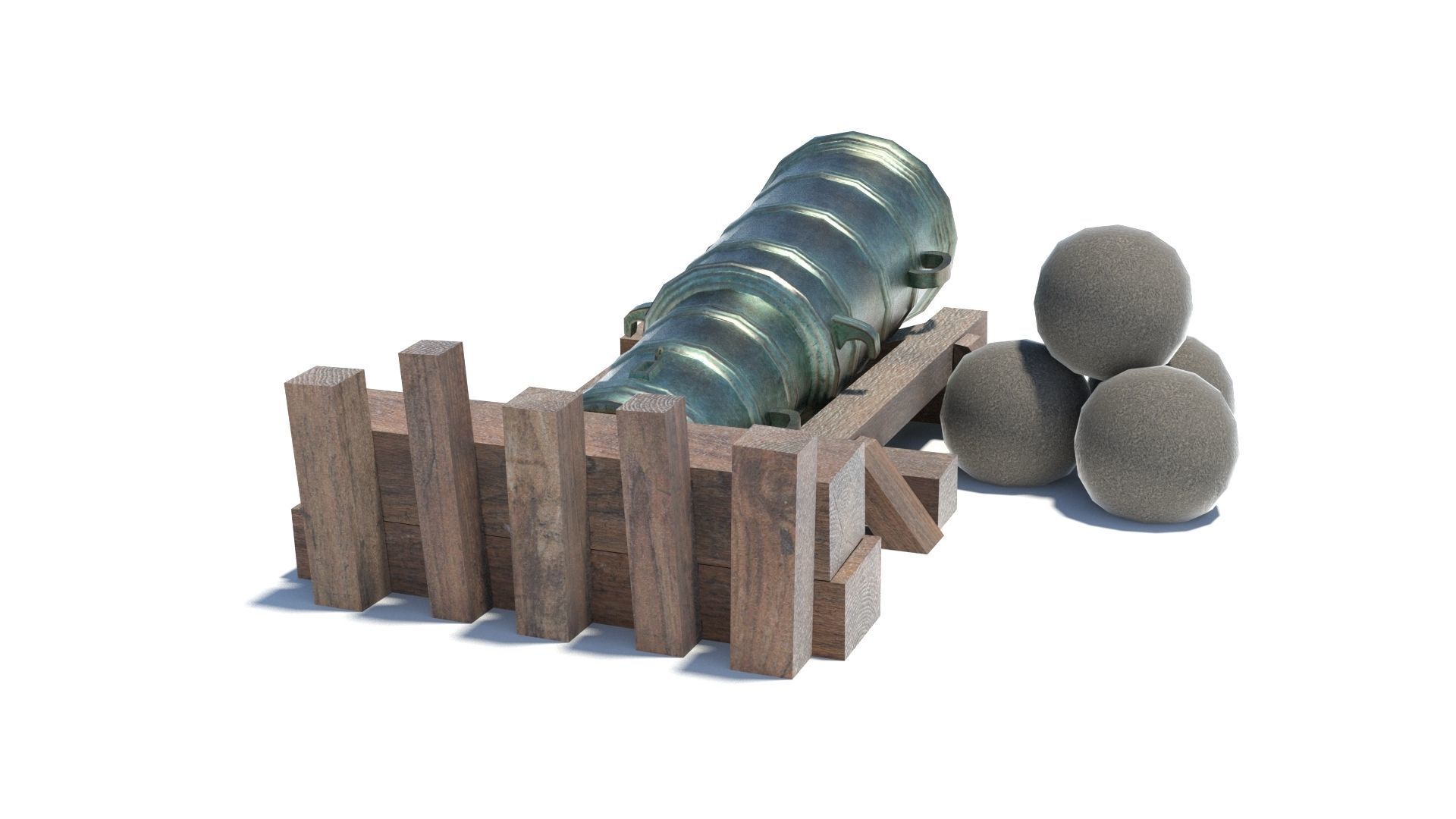 Medieval stone cannon supergun Faule Mette Low-poly 3D model_39
