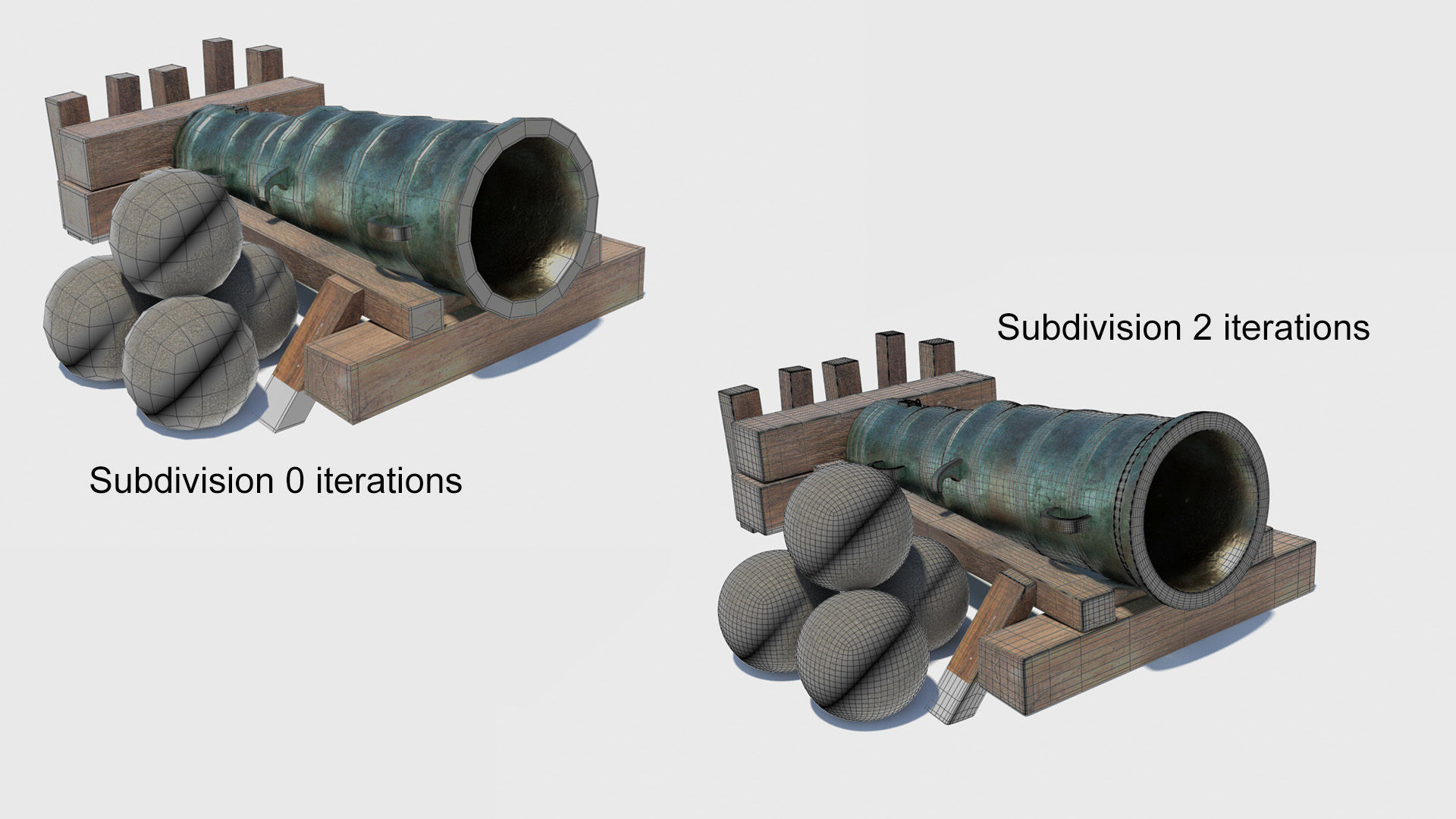 Medieval stone cannon supergun Faule Mette Low-poly 3D model_2