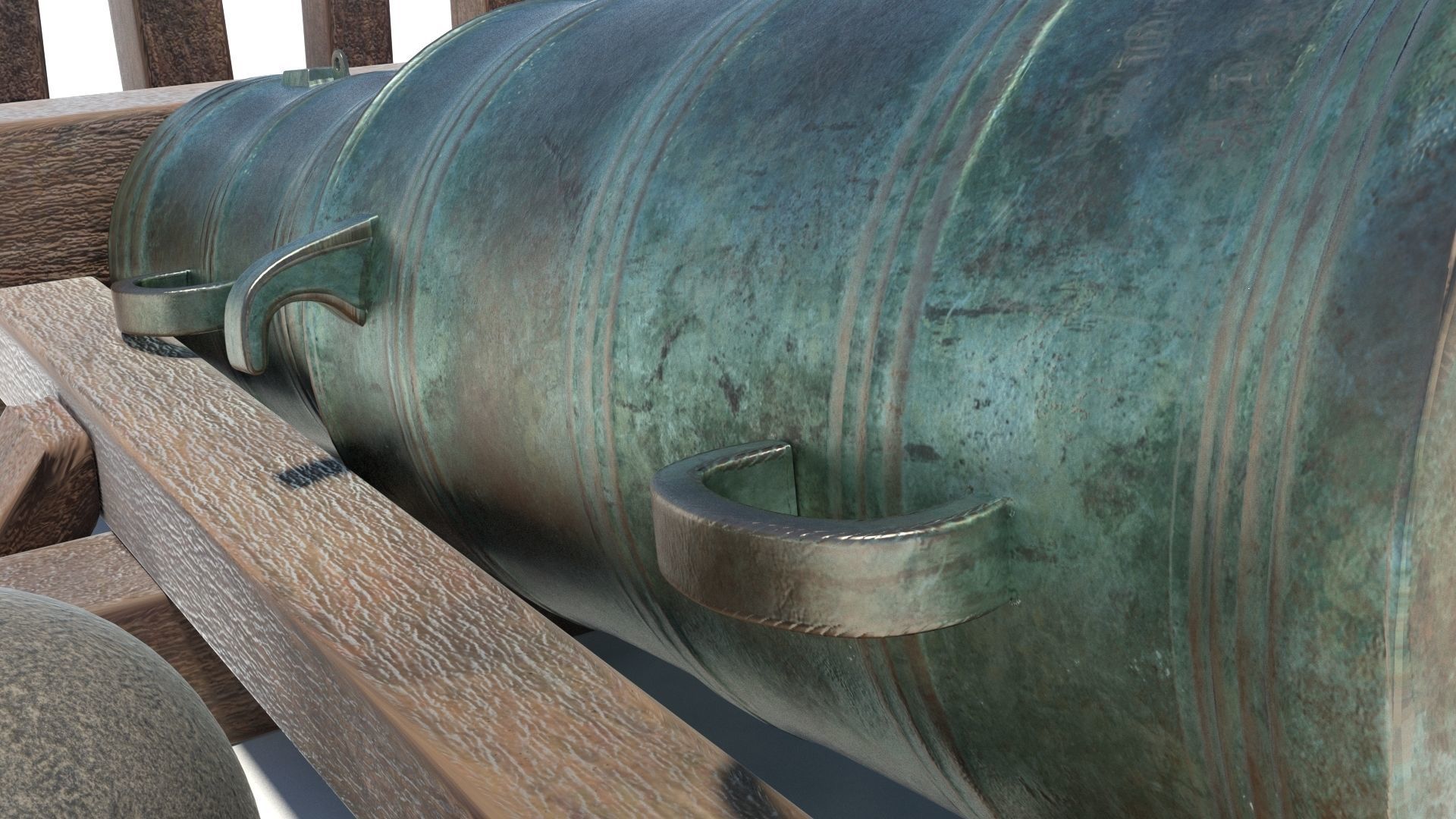 Medieval stone cannon supergun Faule Mette Low-poly 3D model_40