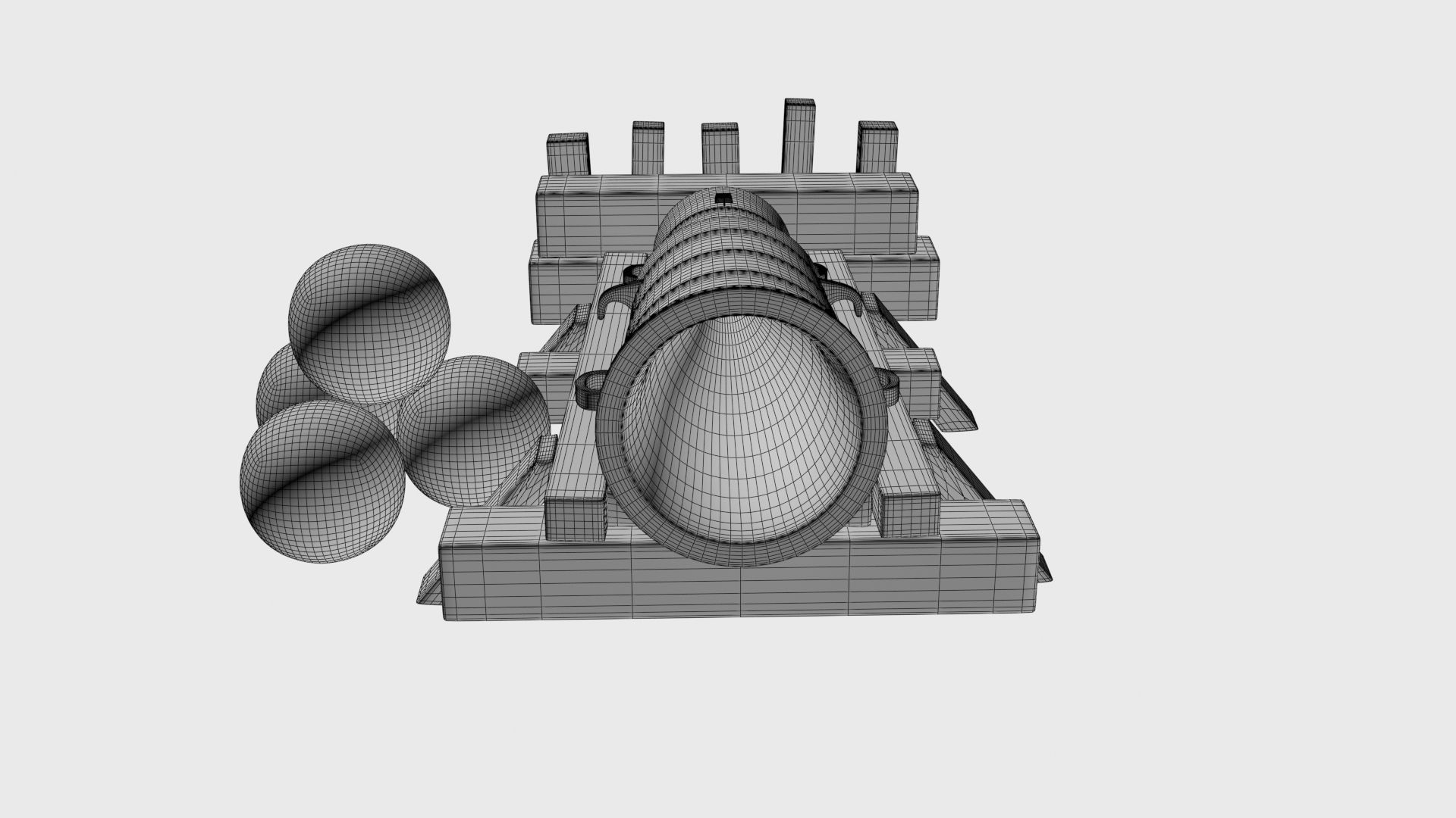 Medieval stone cannon supergun Faule Mette Low-poly 3D model_31