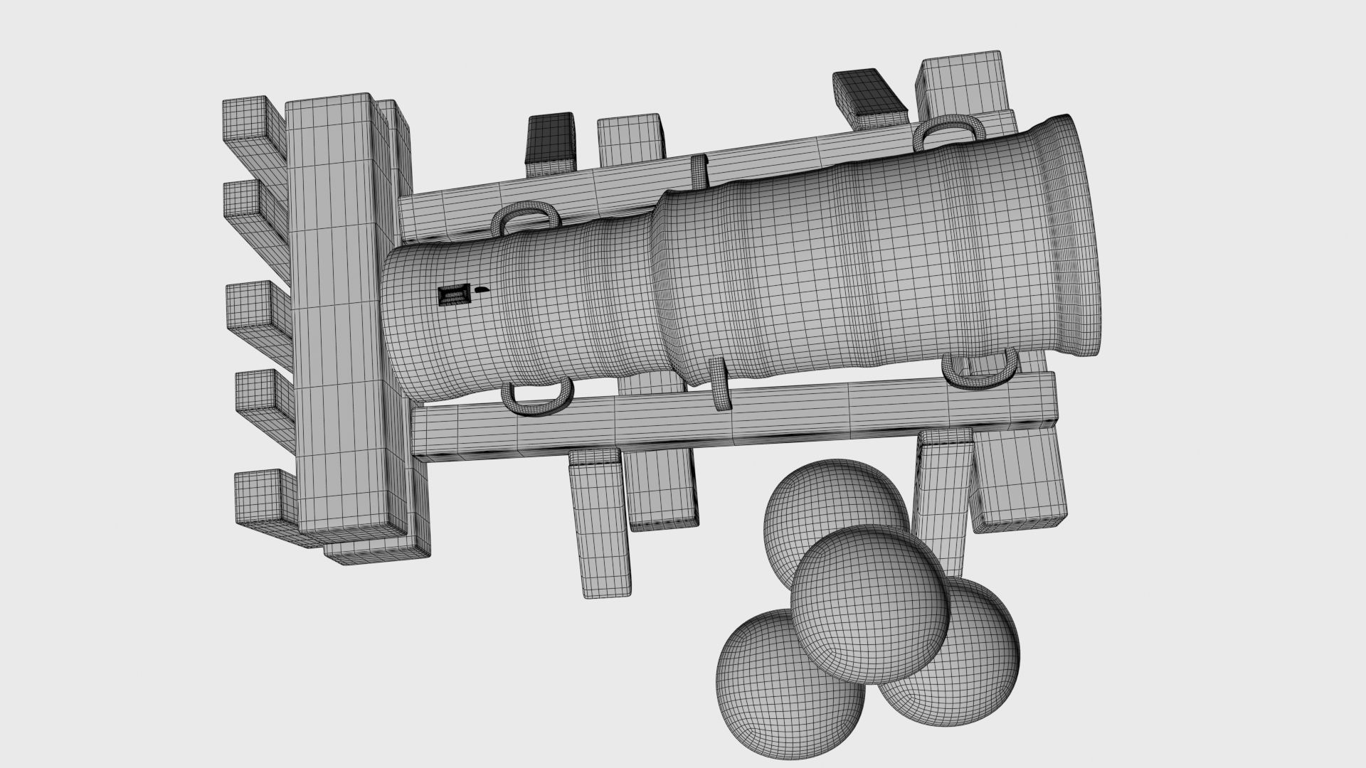 Medieval stone cannon supergun Faule Mette Low-poly 3D model_30