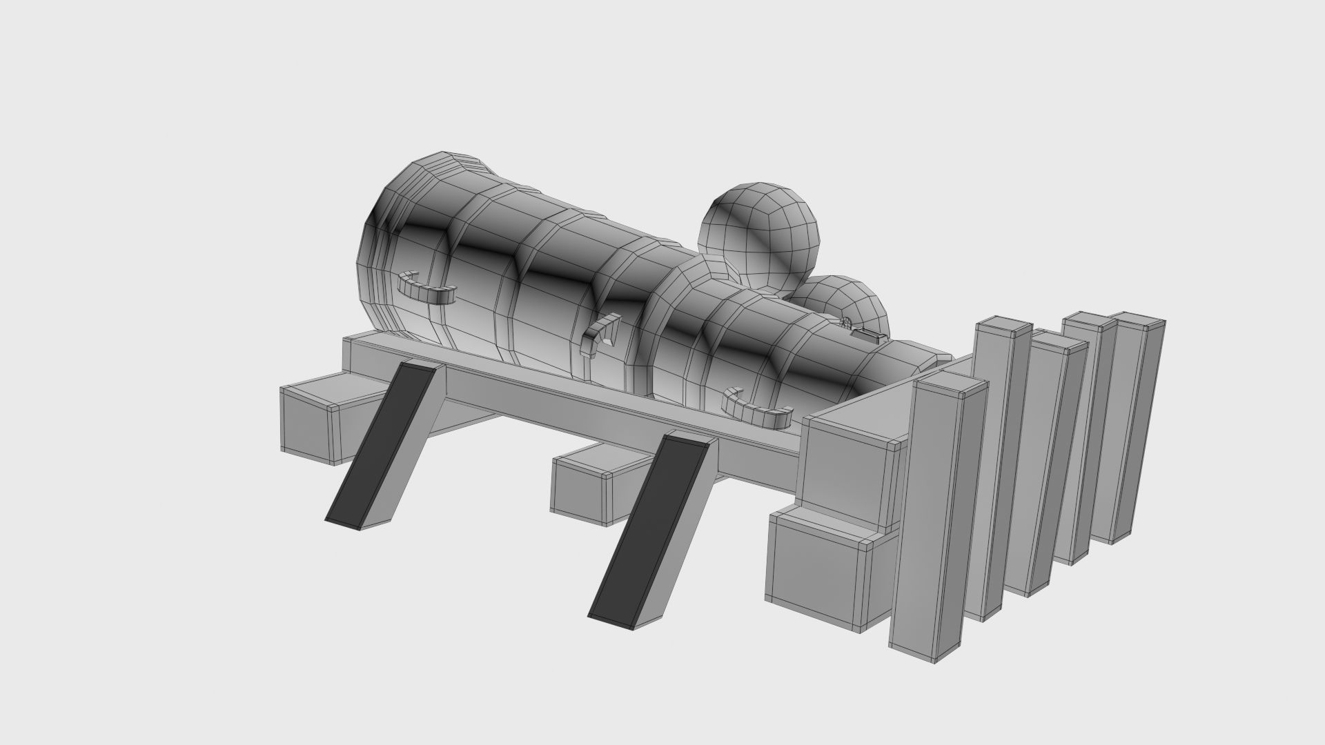 Medieval stone cannon supergun Faule Mette Low-poly 3D model_12
