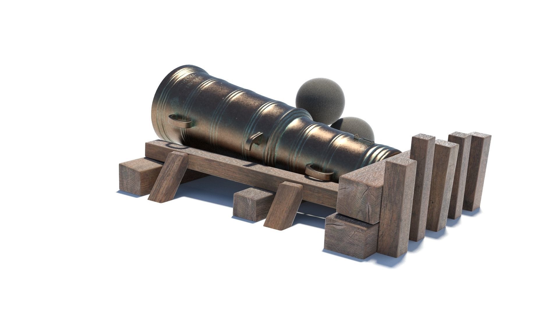 Medieval stone cannon supergun Faule Mette Low-poly 3D model_7