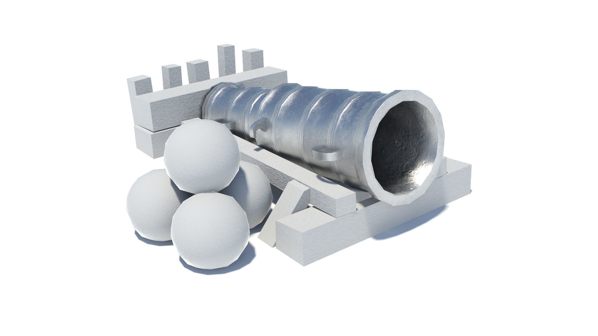 Medieval stone cannon supergun Faule Mette Low-poly 3D model_18