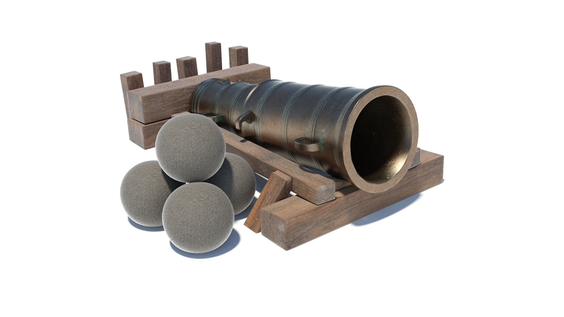 Medieval stone cannon supergun Faule Mette Low-poly 3D model_6