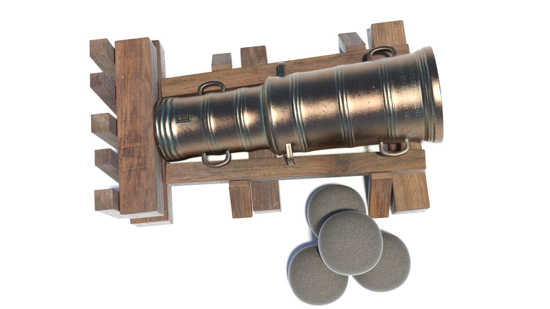 Medieval stone cannon supergun Faule Mette Low-poly 3D model_9