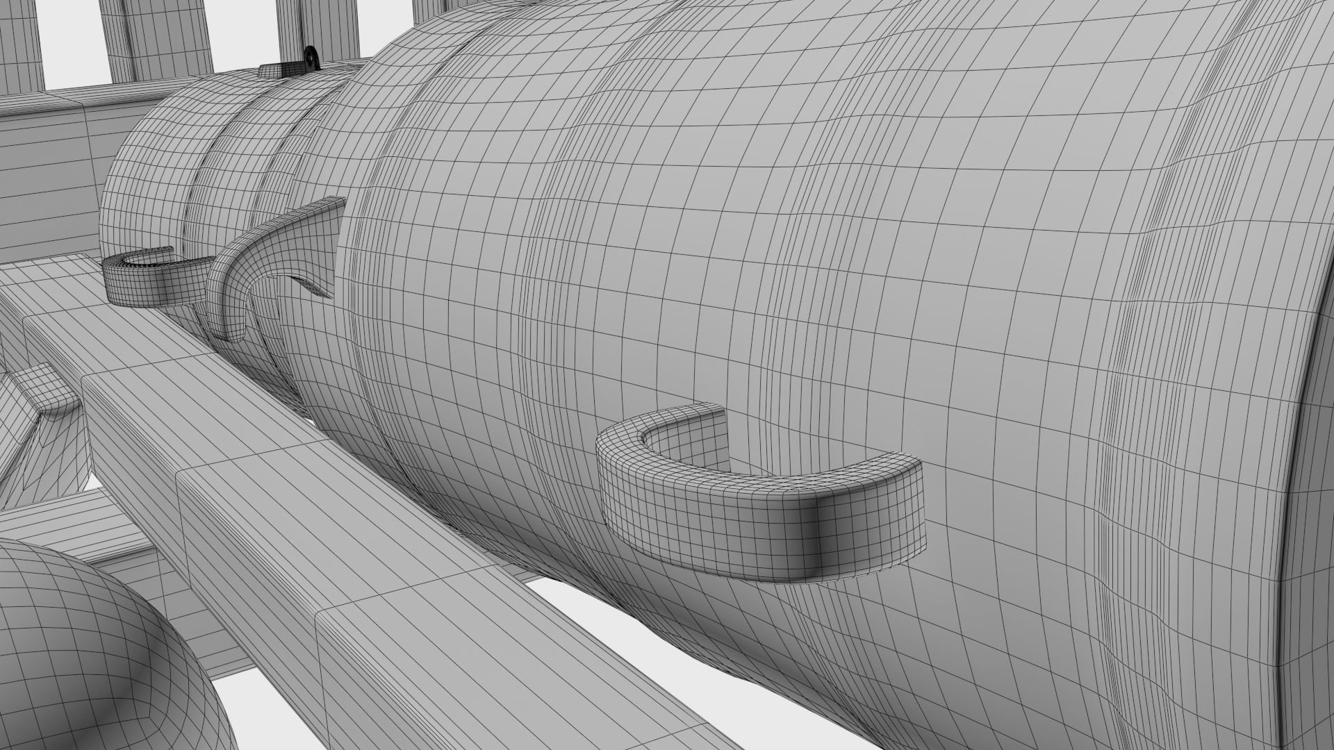 Medieval stone cannon supergun Faule Mette Low-poly 3D model_29