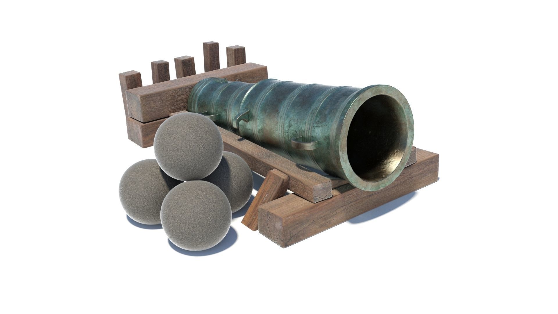 Medieval stone cannon supergun Faule Mette Low-poly 3D model_41