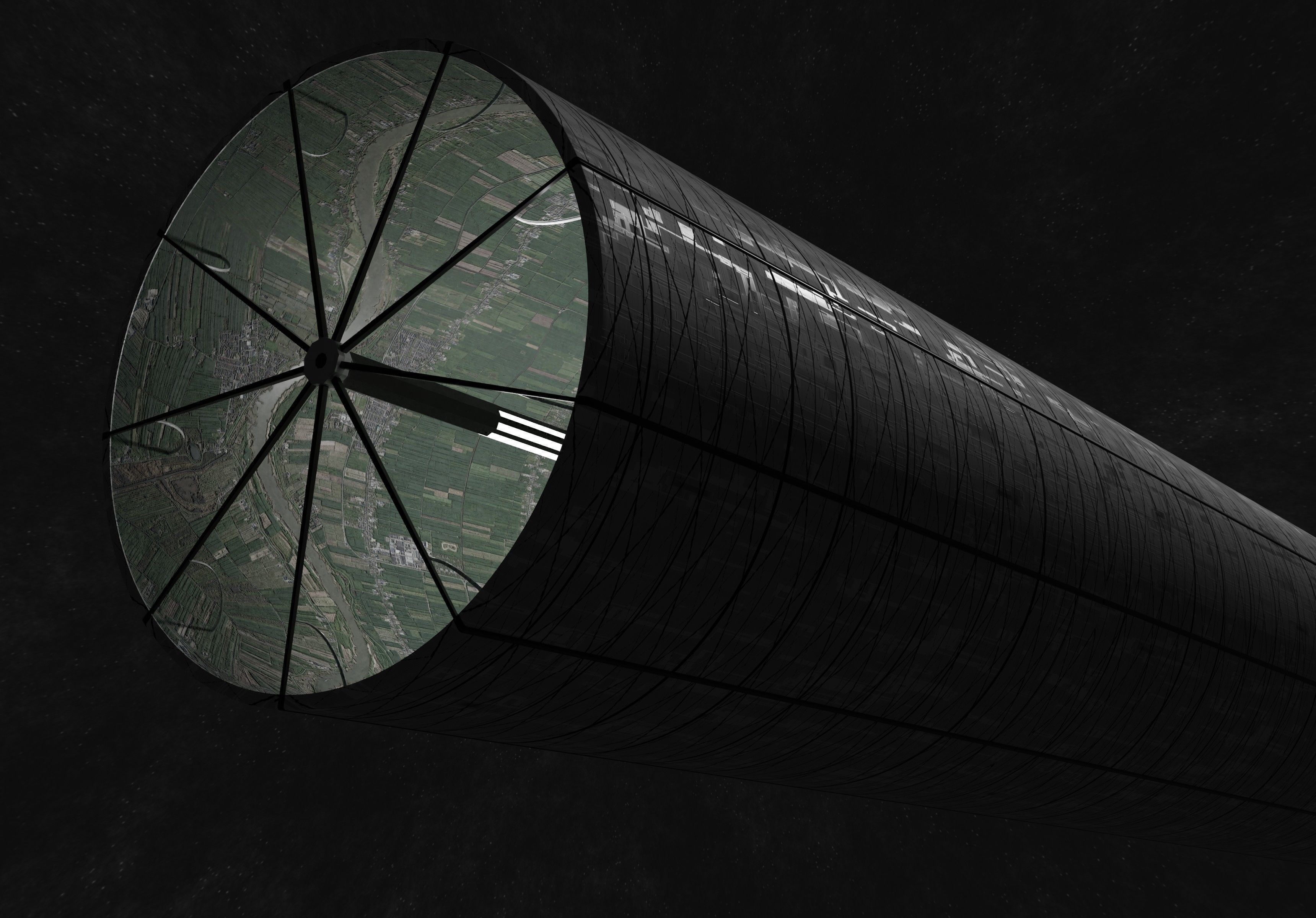 O Neill cylinder 2 Low-poly 3D model_3