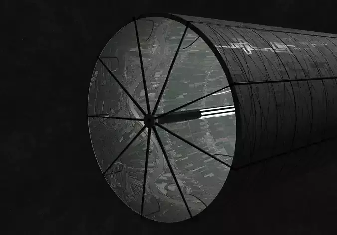 O Neill cylinder 2 Low-poly 3D model