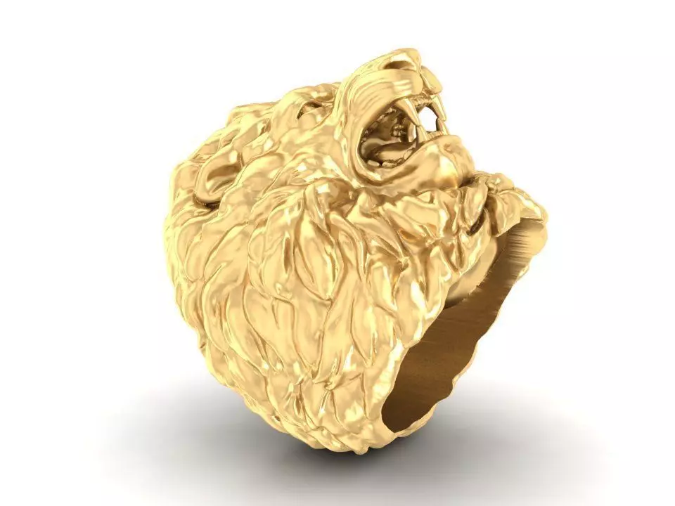 Lion Head Statement Ring Jewelry Model 522 3D print model_0