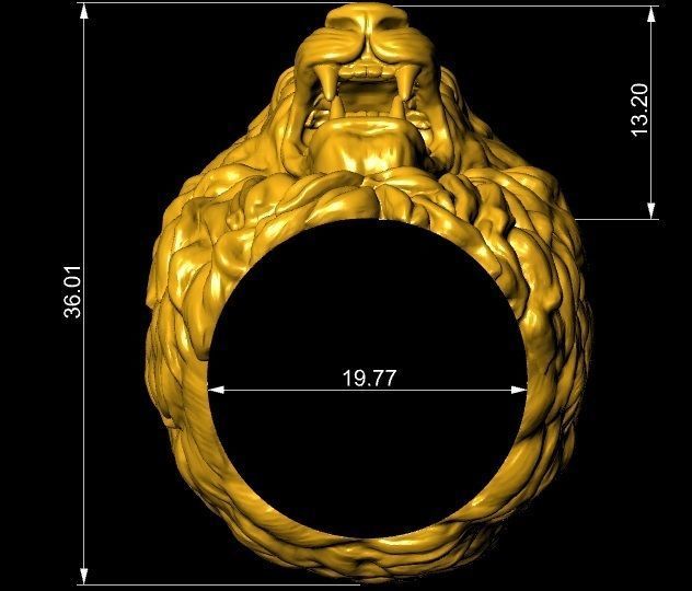 Lion Head Statement Ring Jewelry Model 522 3D print model_5