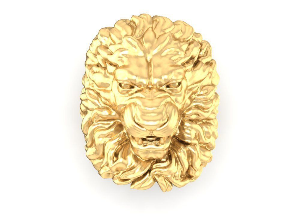 Lion Head Statement Ring Jewelry Model 522 3D print model_3