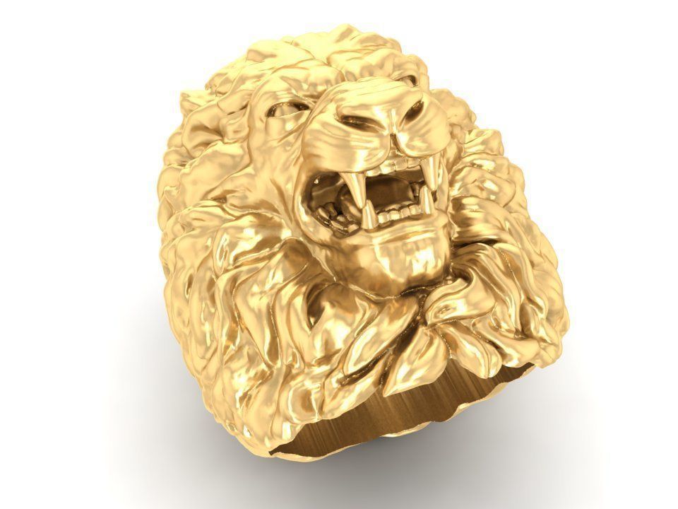 Lion Head Statement Ring Jewelry Model 522 3D print model_1