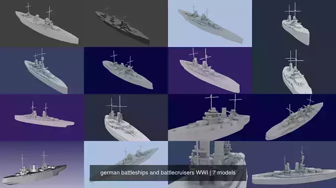 german battleships and battlecruisers WWI 3D Model Collection