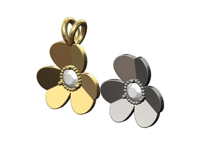 Diamond trefoil flower pendant 3D print model