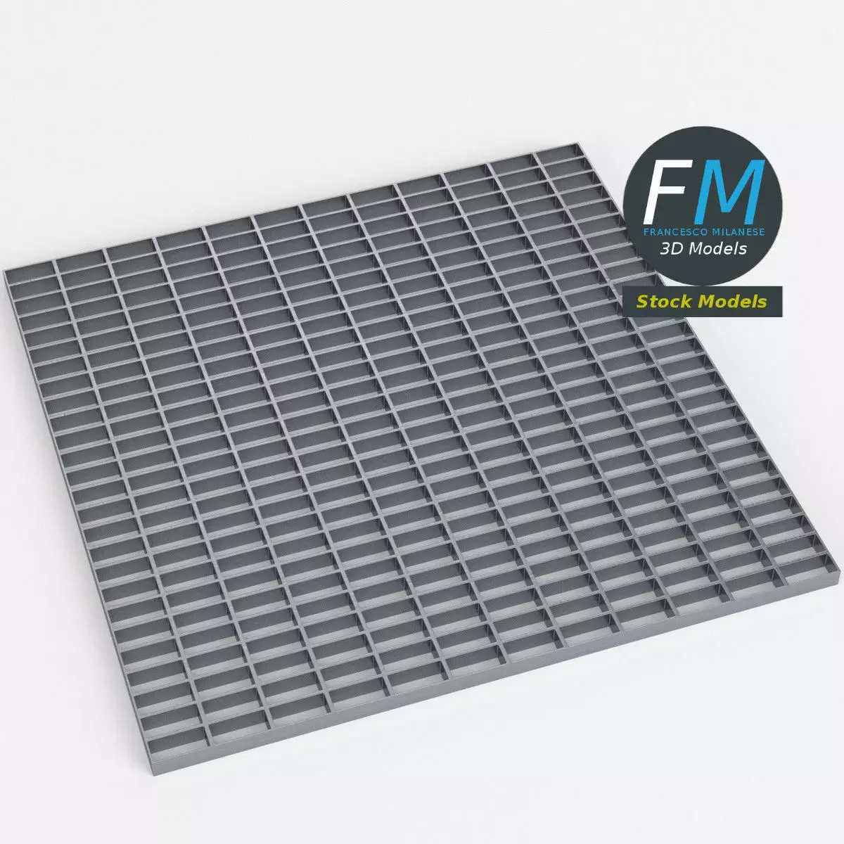 Open mesh steel grating flooring 3D model_0