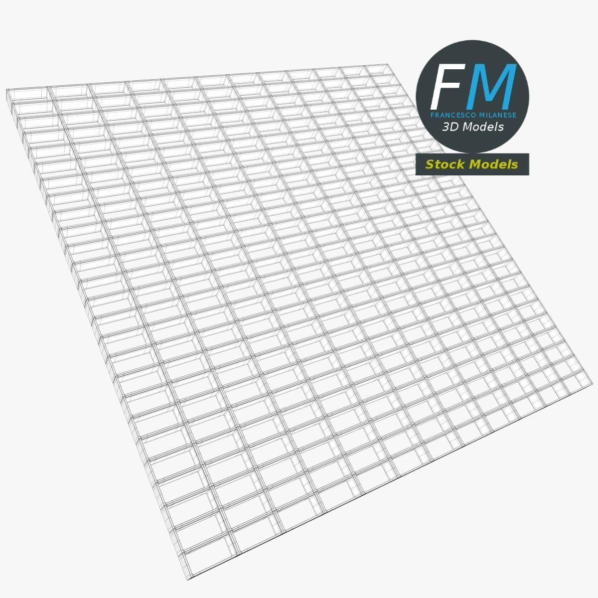 Open mesh steel grating flooring 3D model_7