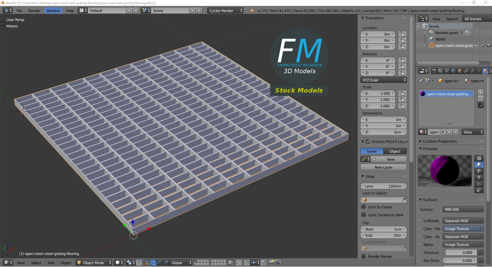 Open mesh steel grating flooring 3D model_9