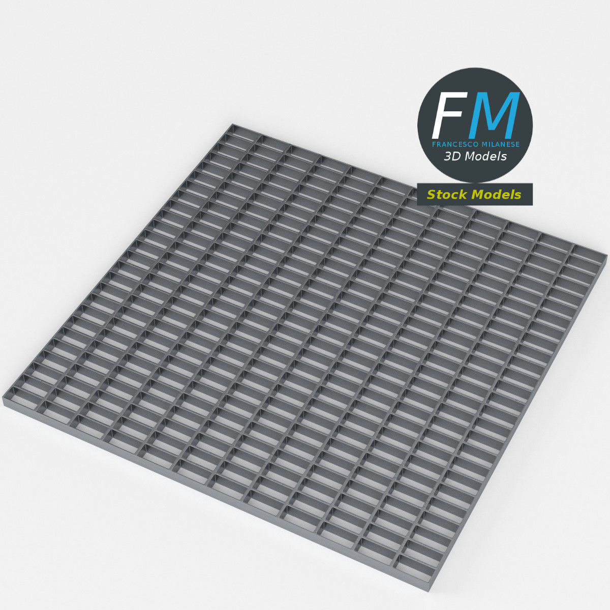 Open mesh steel grating flooring 3D model_2