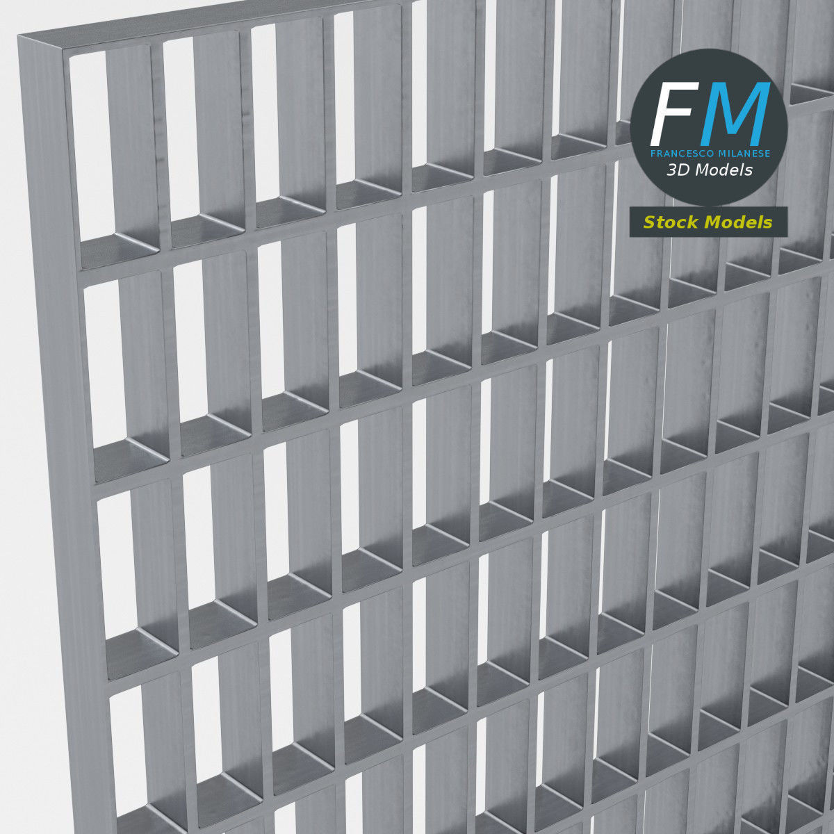 Open mesh steel grating flooring 3D model_5