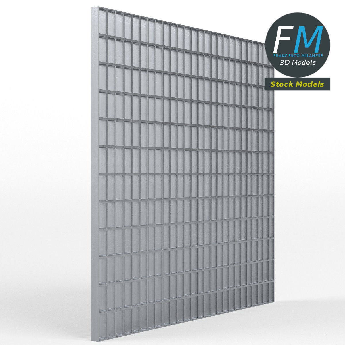 Open mesh steel grating flooring 3D model_4