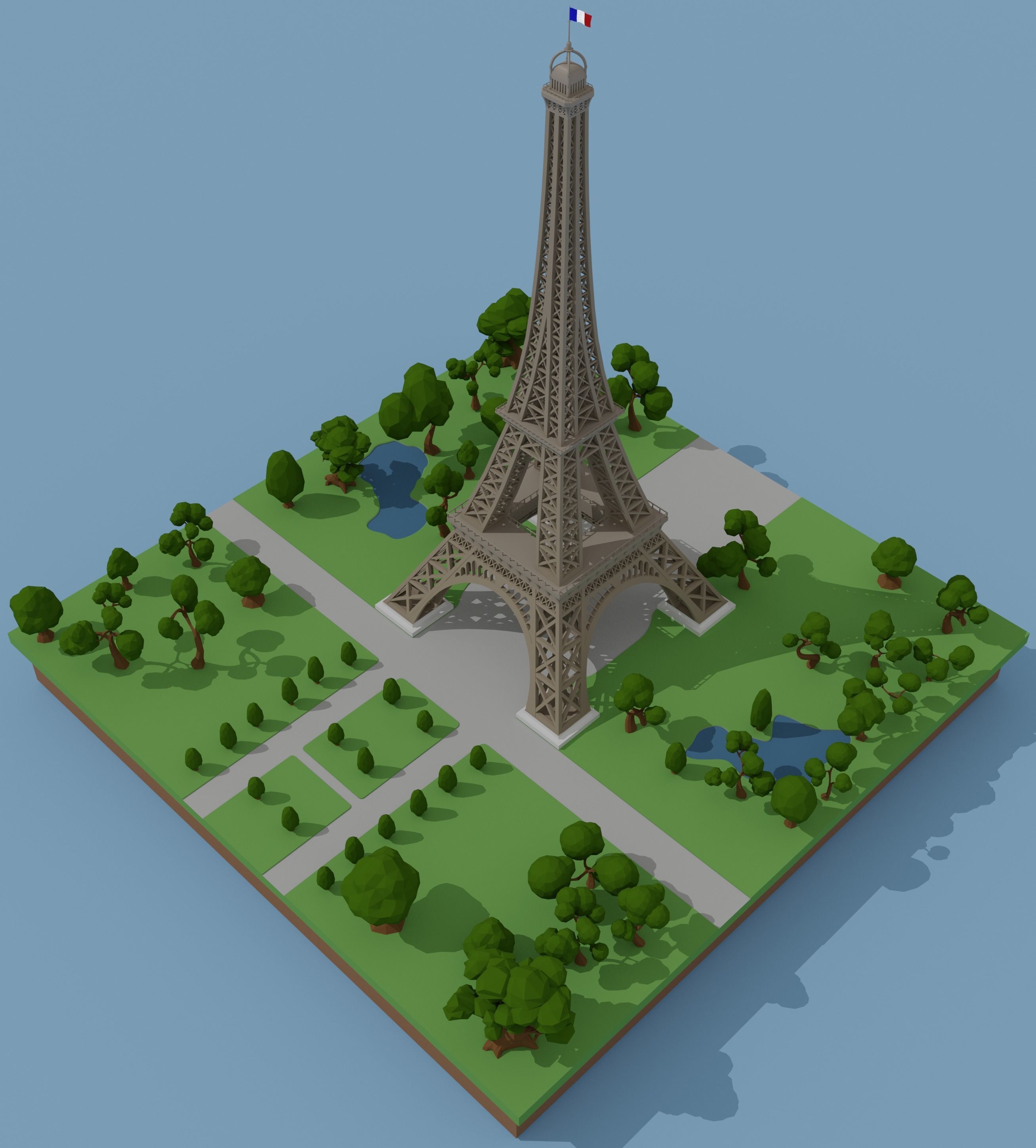 Eiffel Tower Low-poly 3D model_8