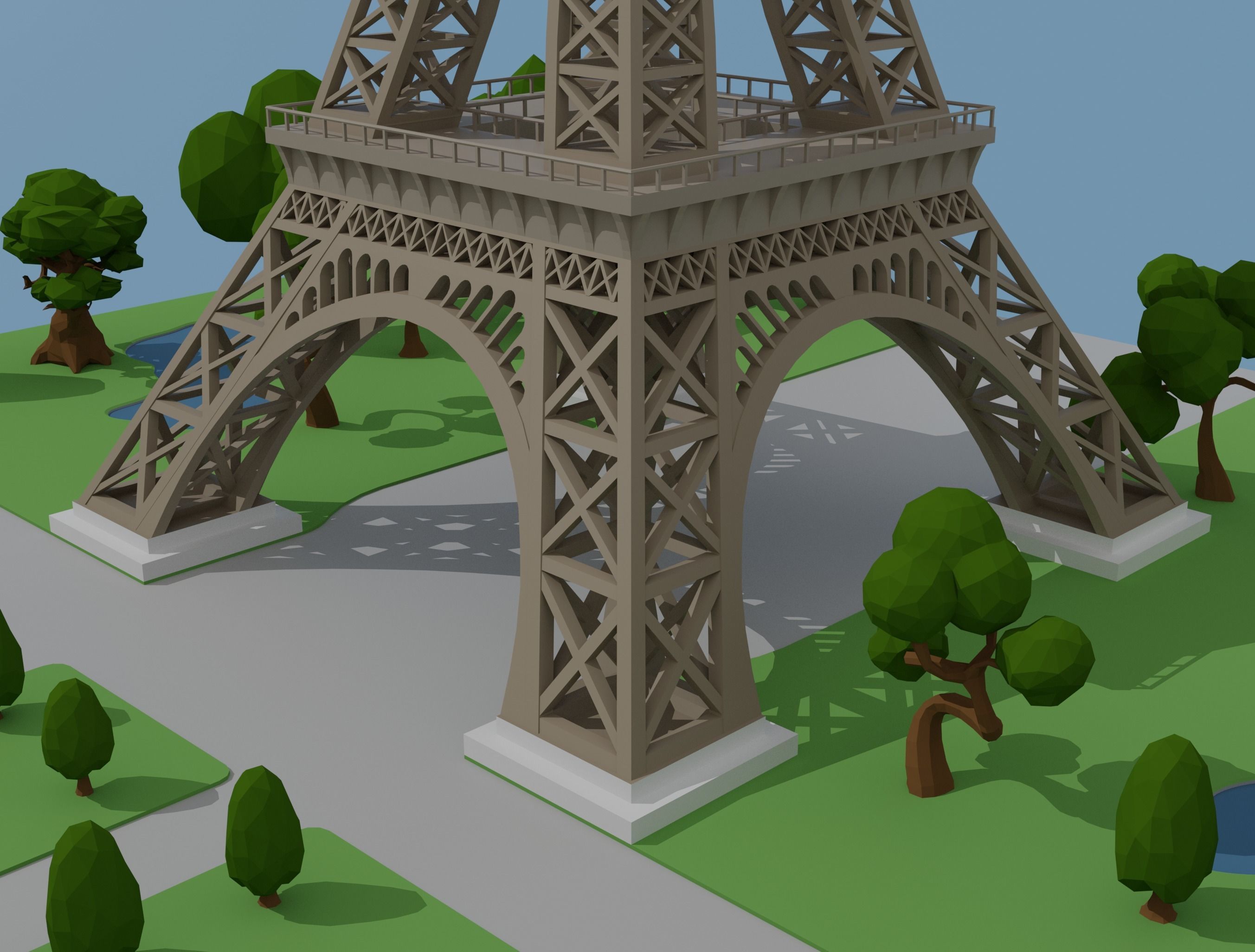 Eiffel Tower Low-poly 3D model_2