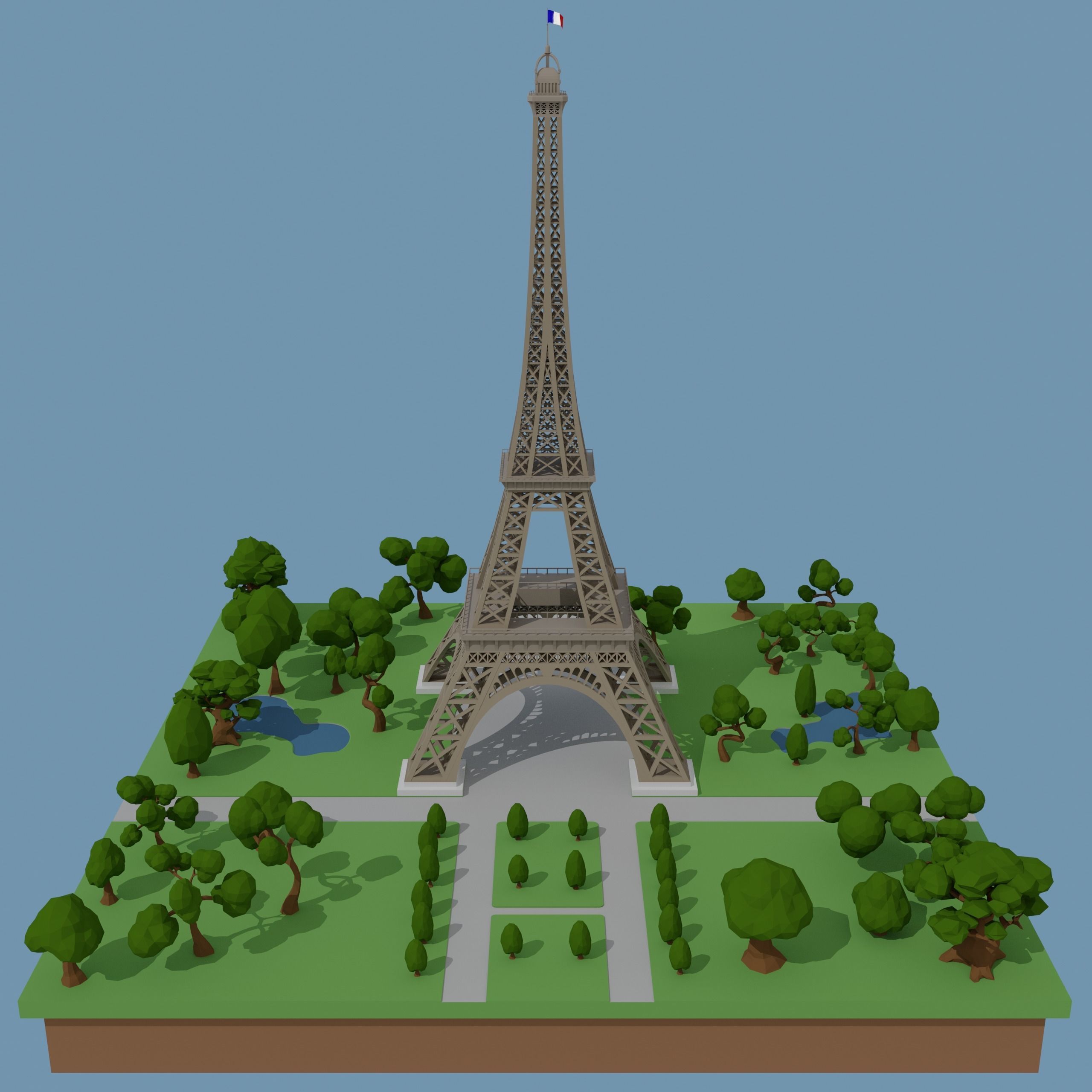 Eiffel Tower Low-poly 3D model_4