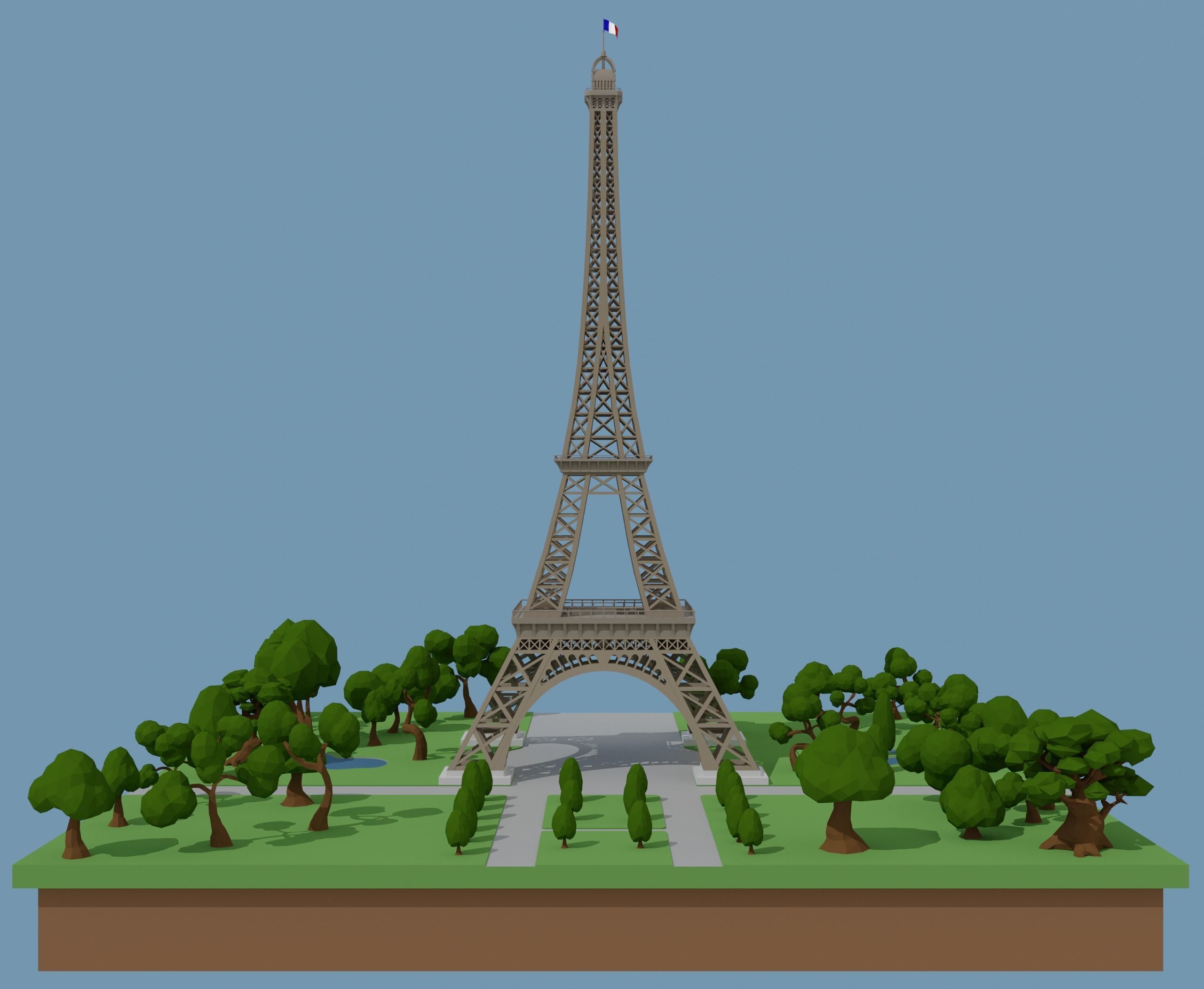 Eiffel Tower Low-poly 3D model_6