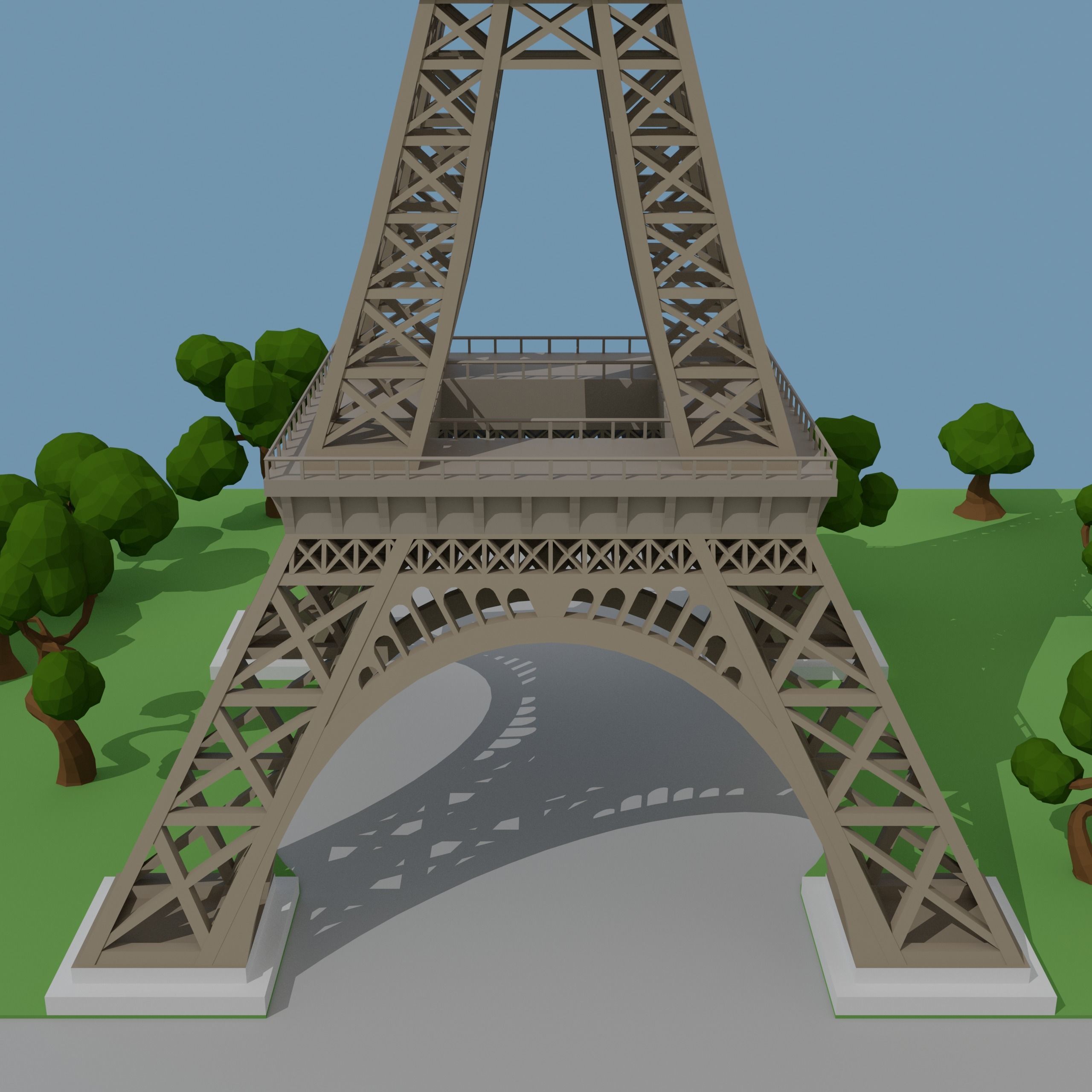 Eiffel Tower Low-poly 3D model_5