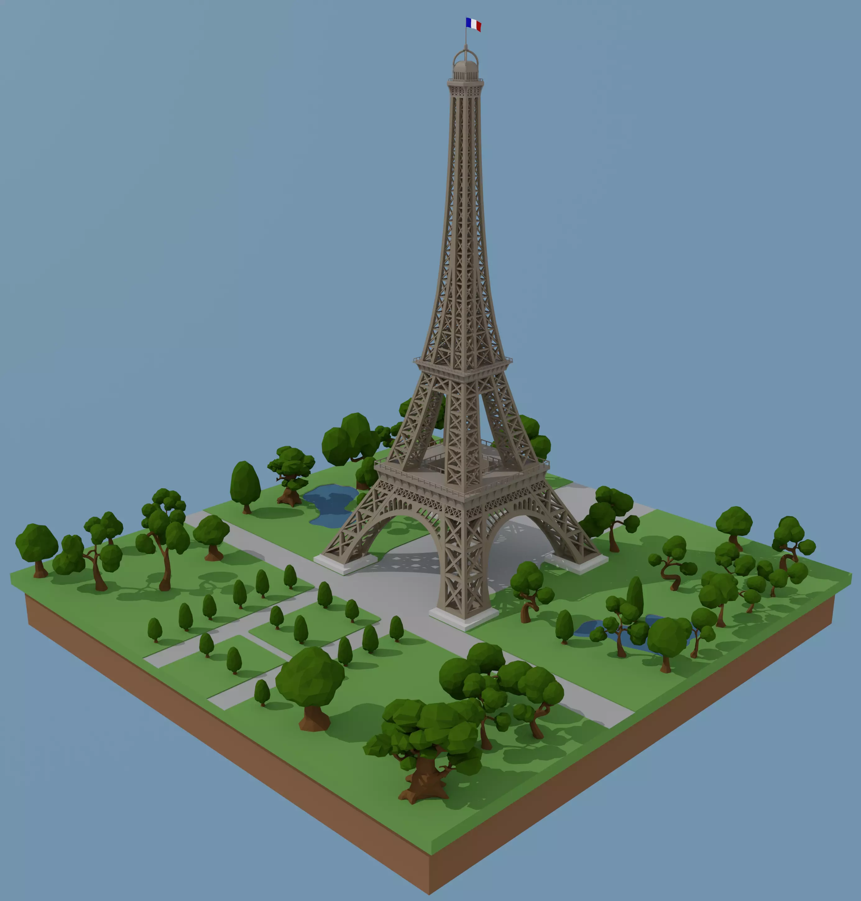 Eiffel Tower Low-poly 3D model_0