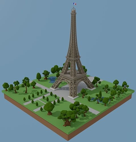 Eiffel Tower Low-poly 3D model