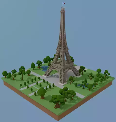 Eiffel Tower Low-poly 3D model
