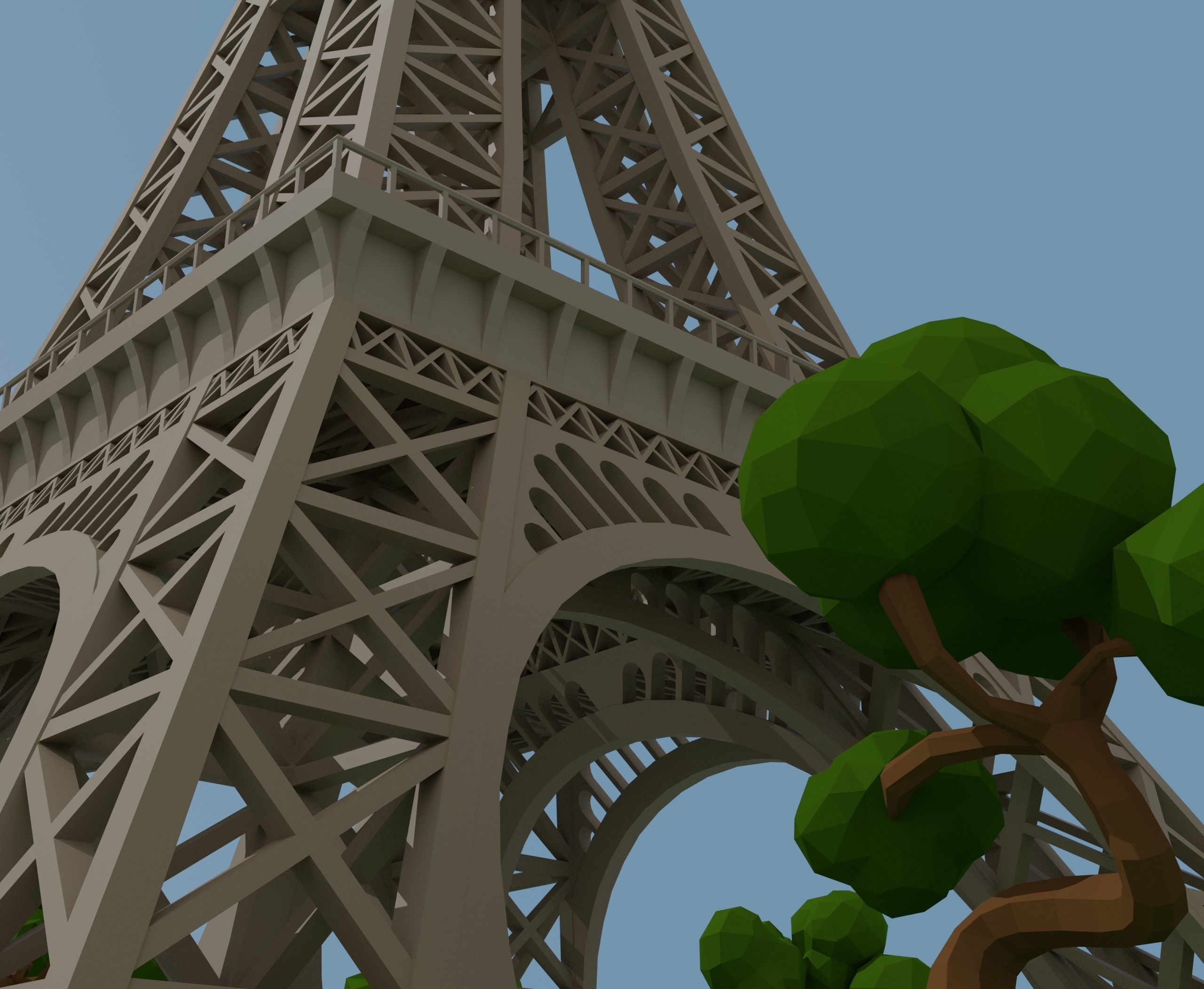 Eiffel Tower Low-poly 3D model_7