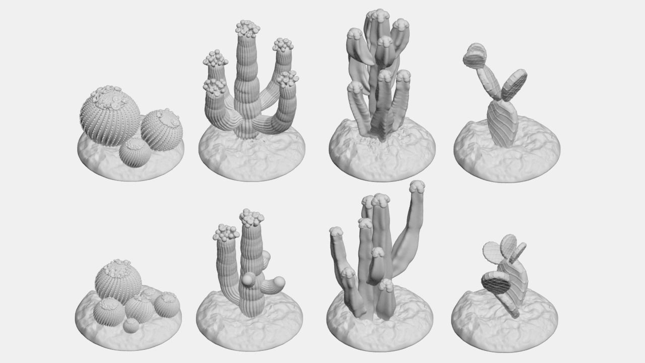 Tabletop Miniatures - Sand Desert Cactus Package 3D print model_1