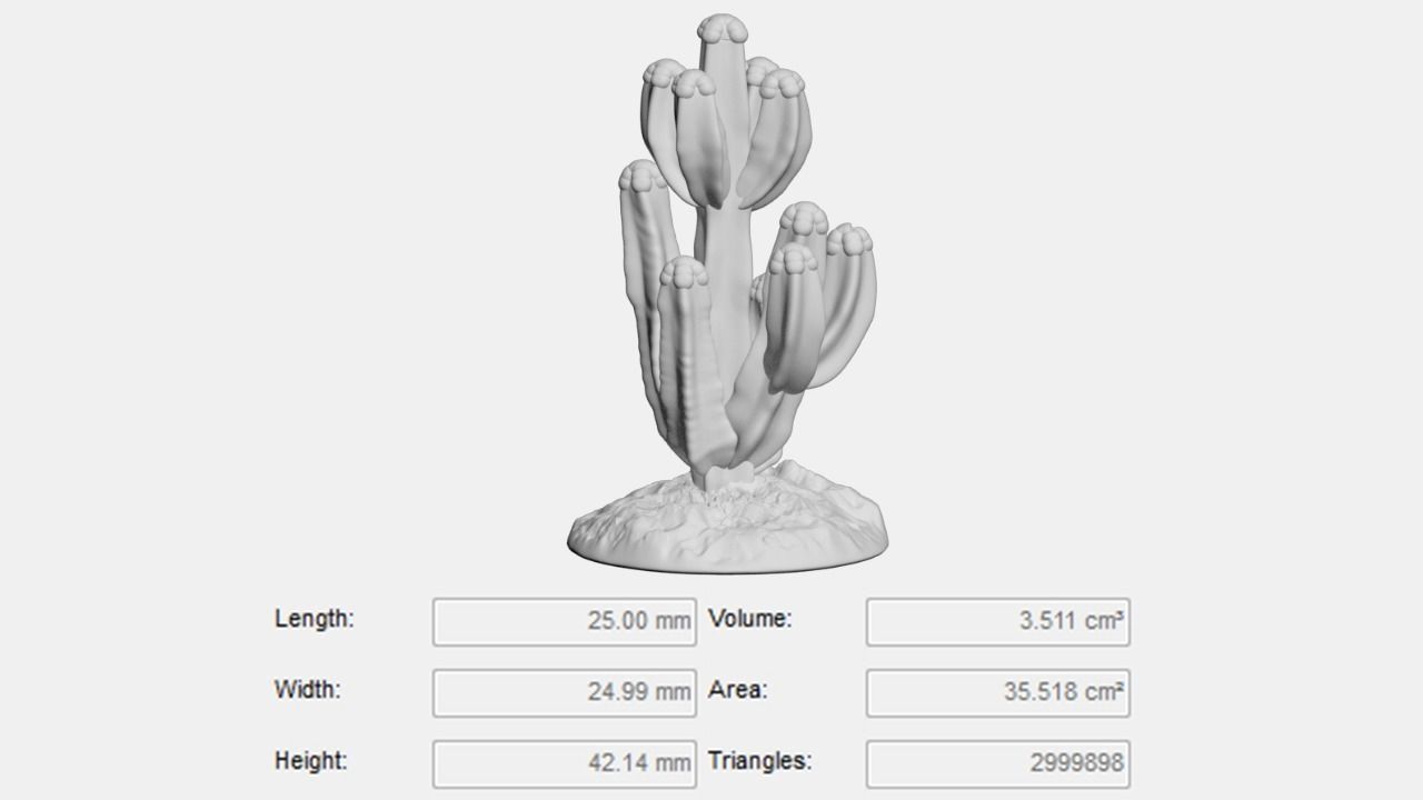Tabletop Miniatures - Sand Desert Cactus Package 3D print model_9