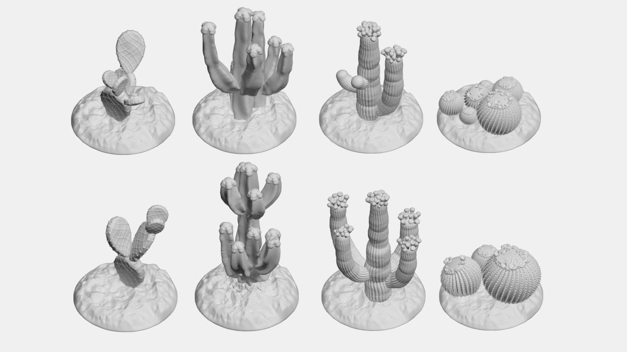Tabletop Miniatures - Sand Desert Cactus Package 3D print model_2