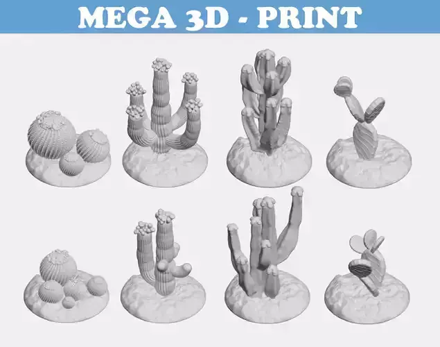 Tabletop Miniatures - Sand Desert Cactus Package 3D print model