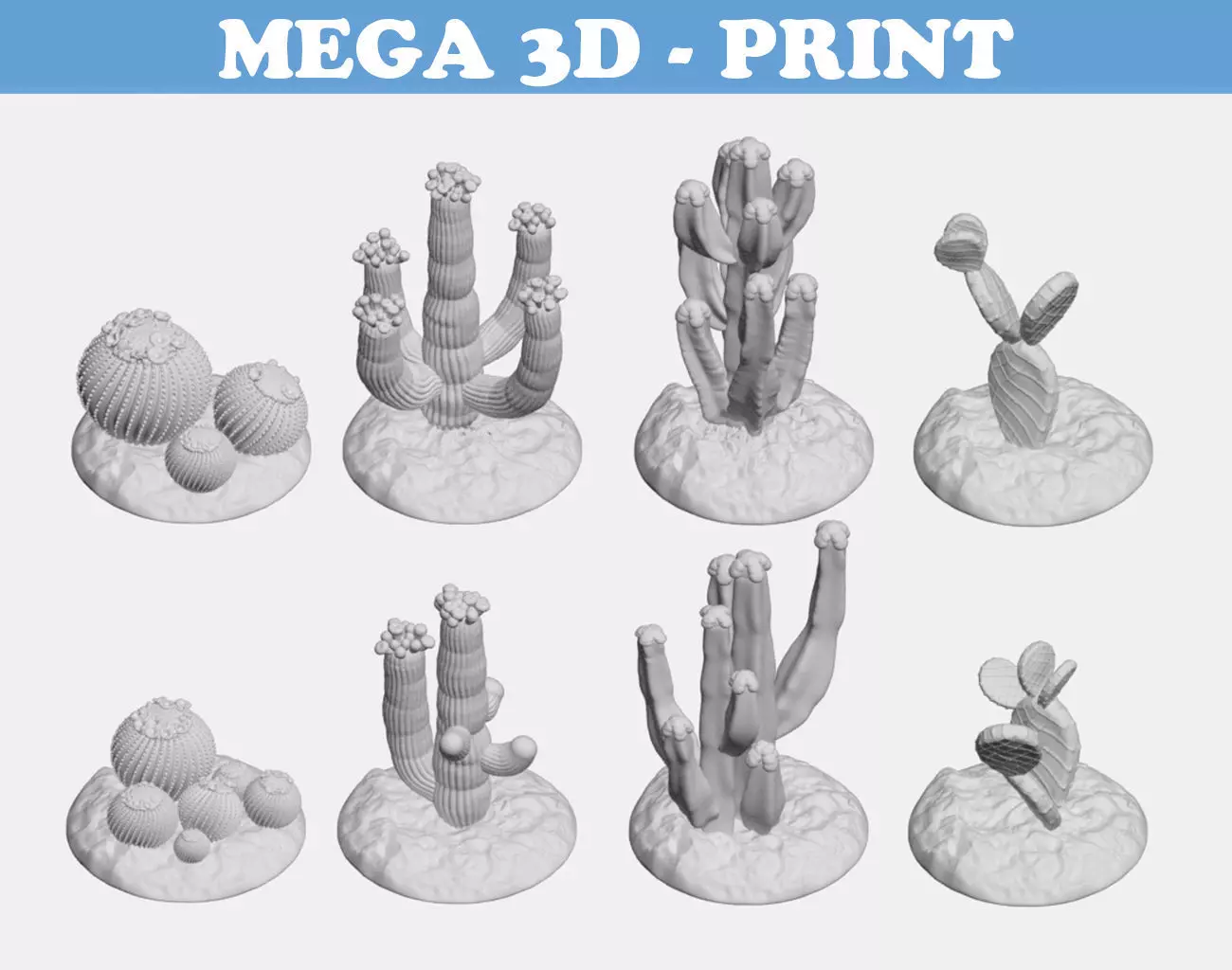 Tabletop Miniatures - Sand Desert Cactus Package 3D print model_0