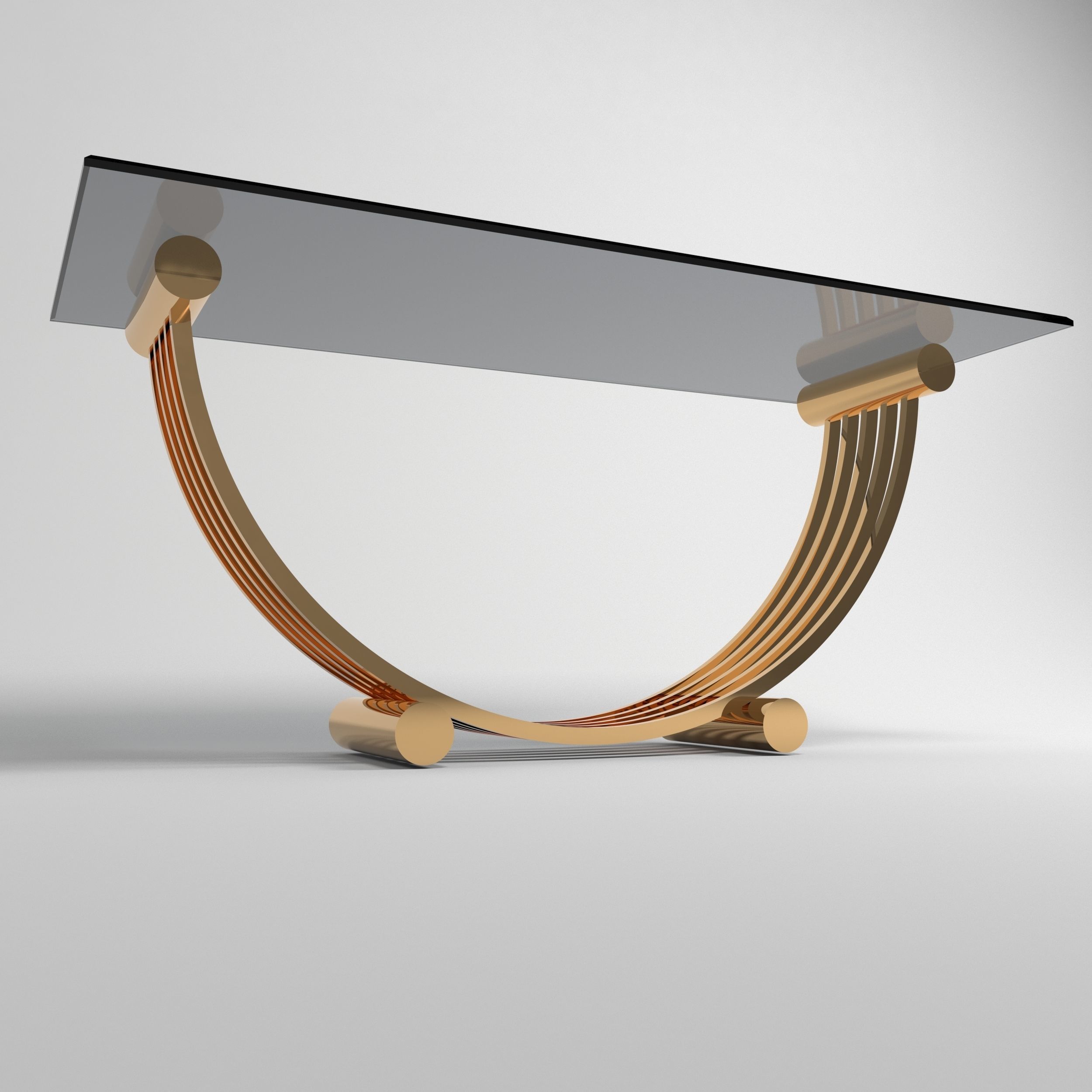 table gold and glass coffee 3D model_1