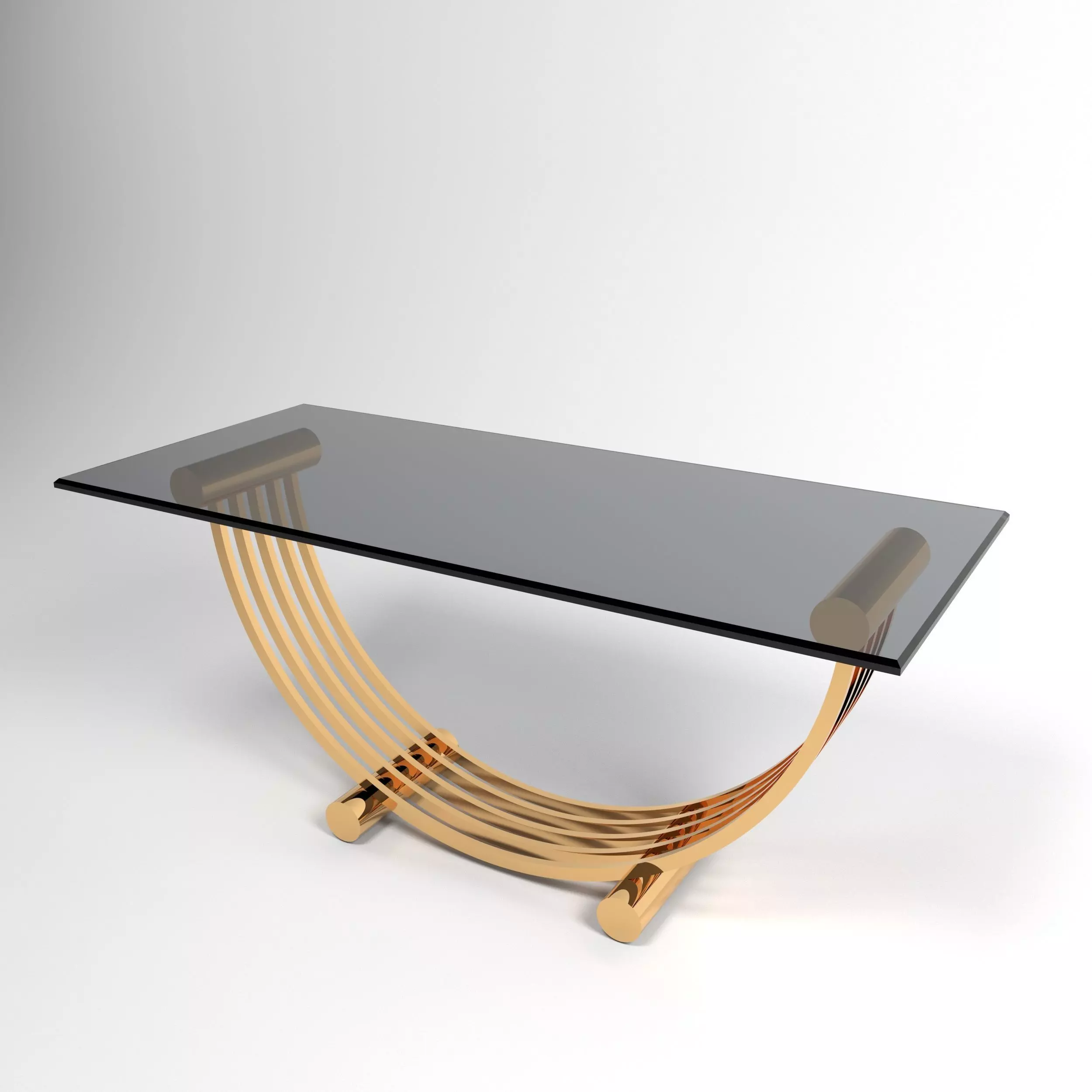 table gold and glass coffee 3D model_0