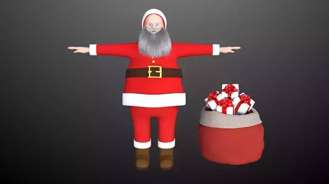 Santa Claus 3d Model T-pose  