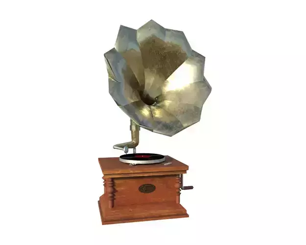 Gramophone 3D - old vintage vinyl record player Low-poly 3D model