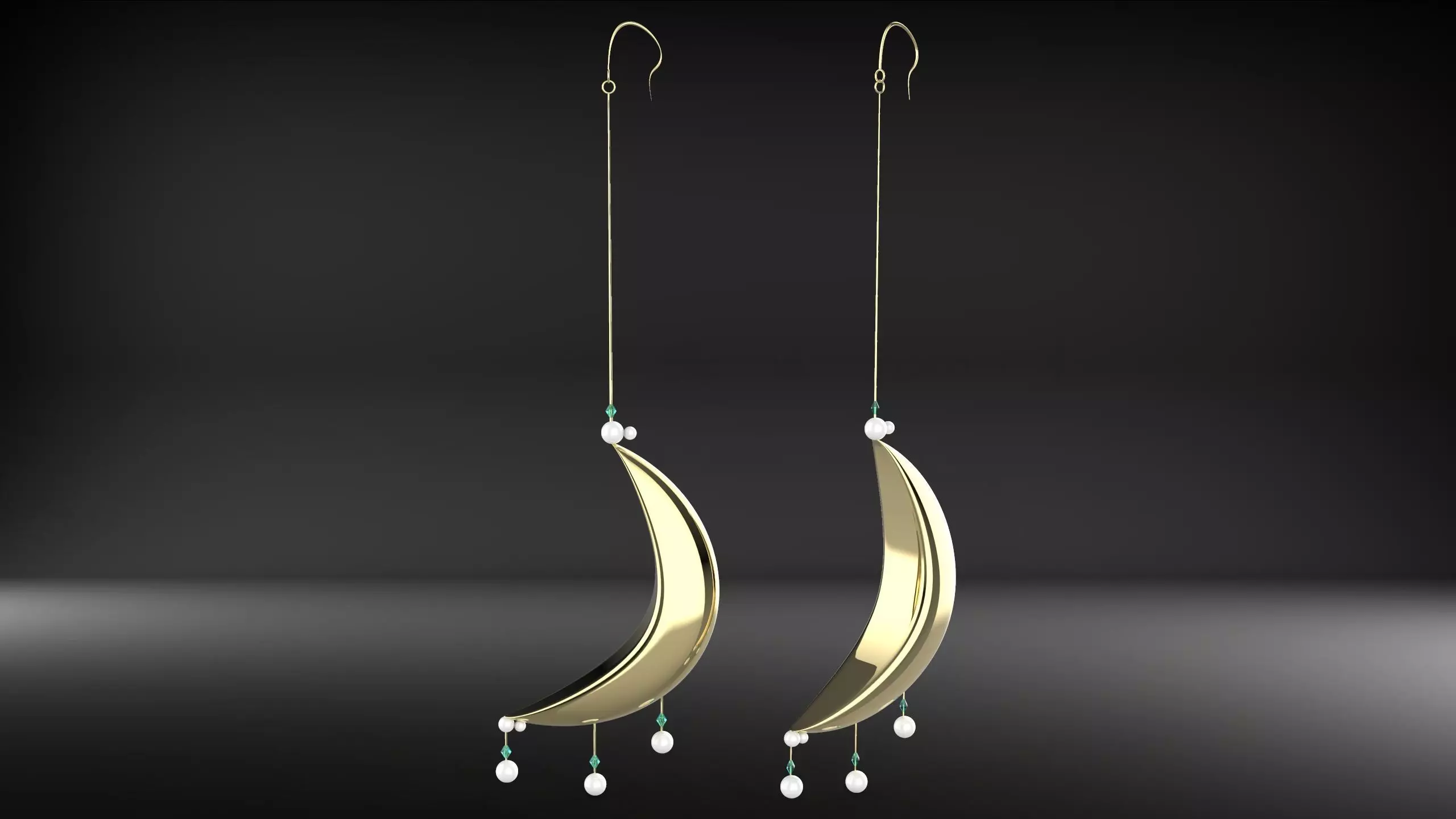 Earrings Crescent Free 3D model